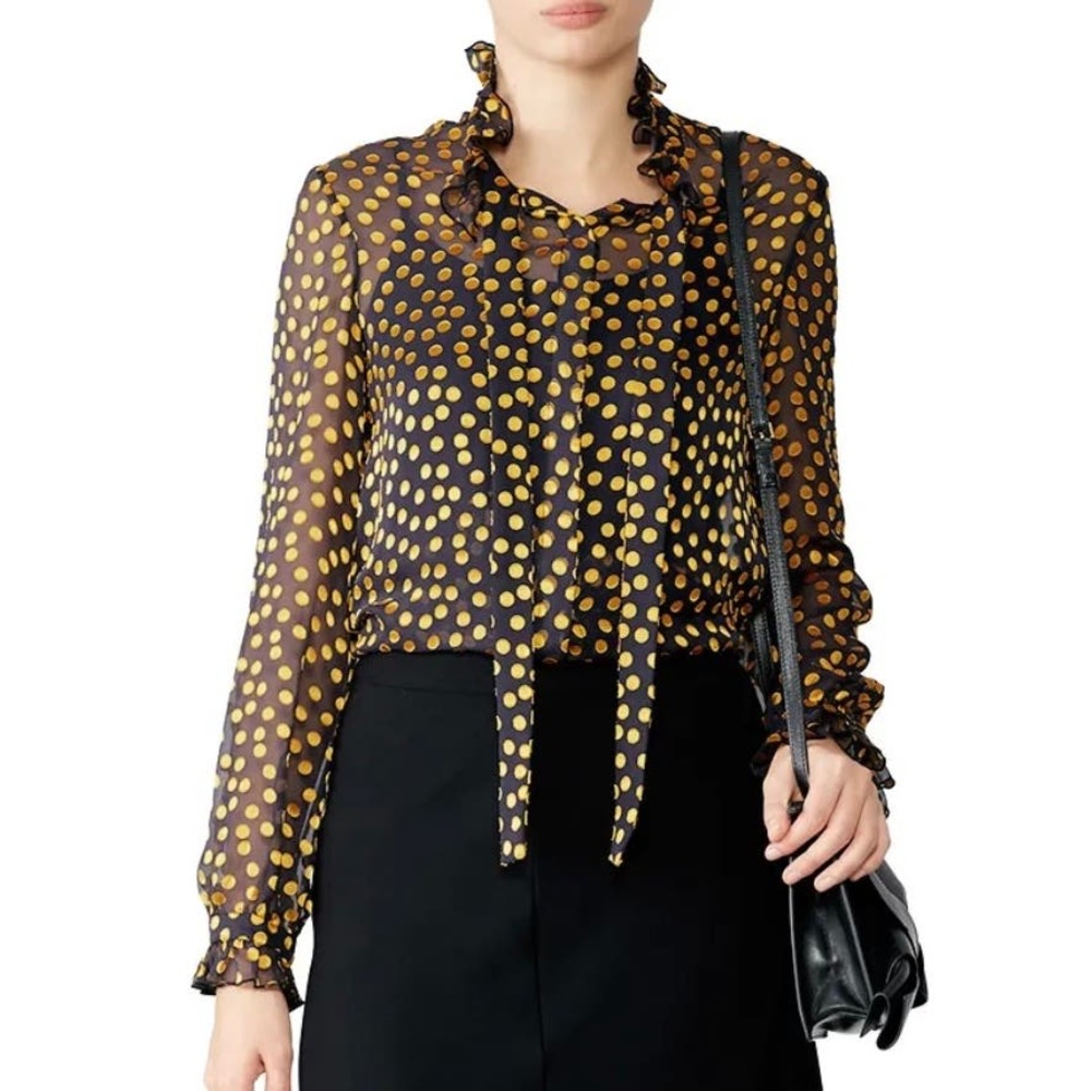 Saloni Sheer Emilie Black Gold Dot Top 8